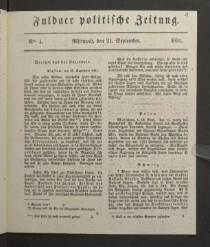 Mittwoch, den 21. September. 1831
