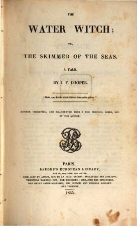 The water witch; or, the skimmer of the seas : a tale