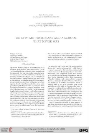On Lviv Art Historians and a School that Never Was
