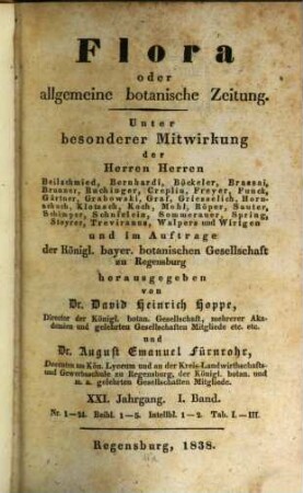 Flora oder allgemeine botanische Zeitung. 21. 1838