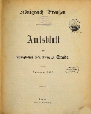 Amtsblatt für den Regierungsbezirk Stade. 1888