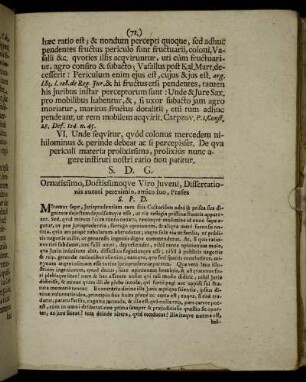 Ornatissimo, Doctissimoque Viro Juveni, Dissertationis autori pereximio, amico suo, Præses.