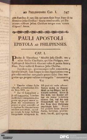 Pauli Apostoli Epistola ad Philippenses.
