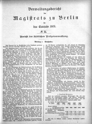 No. 35. Bericht der städtischen Polizeiverwaltung
