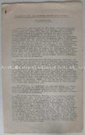 Hektografierte Denkschrift zur Freilassung der deutschen Kriegsgefangenen mit dazugehöriger Resolution