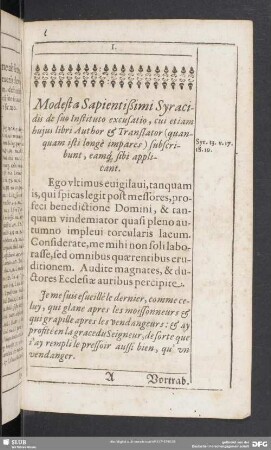 Modesta Sapientißimi Syracidis de suo Instituo excusatio, ...