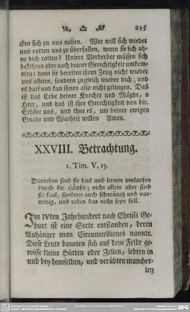 XXVIII. Betrachtung. 1. Tim. V, 13.