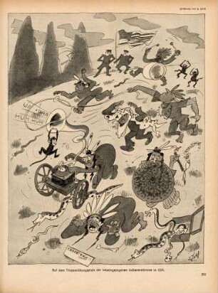 "Auf dem Truppenübungsplatz der neueingezogenen Indianerstämme in USA"