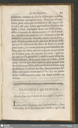 Troisieme Question. Quels sont les moyens de fertiliser l'argille