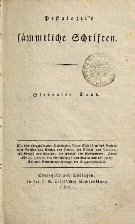 Pestalozzi's sämmtliche Schriften, 7. Meine Nachforschungen über den Gang der Natur in der Entwicklung des Menschengeschlechts