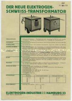 Der neue Elektrogen-Schweiss-Transformator