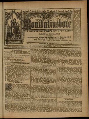 Erste Ausgabe vom Sonntag, den 09. November 1919.