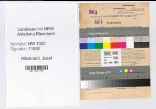 Entnazifizierung Josef Hillebrand, geb. 15.06.1898 (Vers.Vertreter)