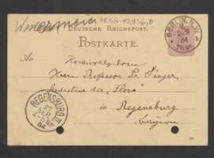 Brief von Maximilian Westermaier an Jakob Singer
