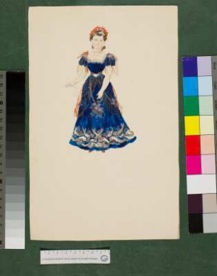 Blaues Ballkleid mit Fischmuster