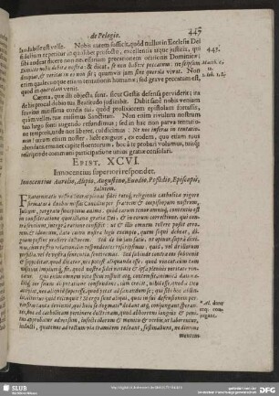 Epist. XCVI. Innocentius superiori respondet