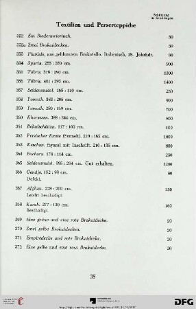 Textilien und Perserteppiche (Nr. 352-372)