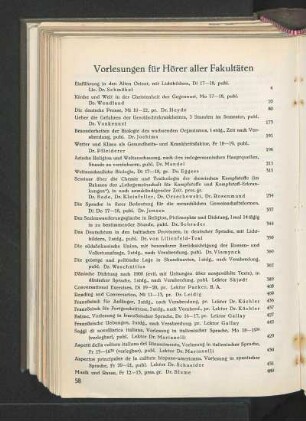 Vorlesungen für Hörer aller Fakultäten