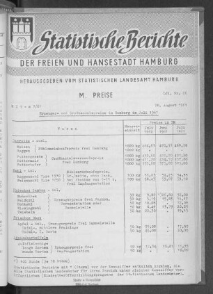 Erzeuger- und Großhandelspreise in Hamburg im Juli 1961 : Lfd. Nr. 26