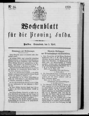 Nr. 14, Ausgabe vom 3. April 1858