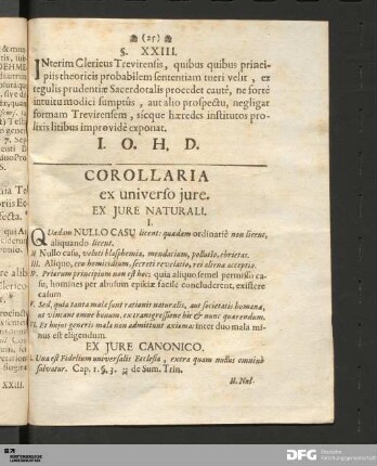 Corollaria ex universo jure.