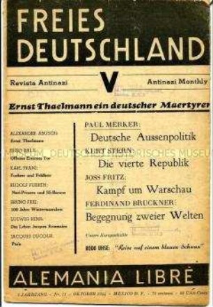 Exilzeitschrift der Bewegung "Freies Deutschland" (Mexico) u.a. zum Kampf um Warschau