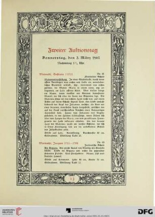 Zweiter Auktionstag: Donnerstag, den 2. März 1905 (Nr. 61-121)
