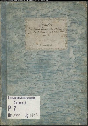 Zivilstandsregister der Mairie Lembeck (Aufgebote 1812). (Gemeinde: Lembeck, Kreis Recklinghausen)