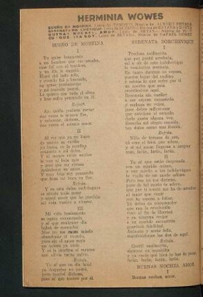 Sueño de morfina : Letra de Tenorio, música de Álvaro Retana