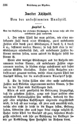 1. Von der Auflösung der einfachen Gleichungen, in denen mehr als eine unbekannte Zahl vorkommt.