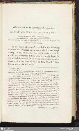 Observations on Subterranean Temperature