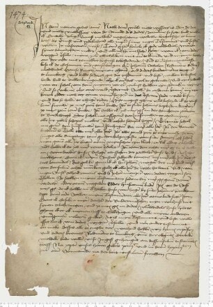 Testament der Greteke, Witwe des Hans Melbeken. Als Zeugen besiegeln die Ratsmannen Hinrik Erpensen und Diderik Bromes.