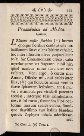 111-115, Cor deditum Jesu amoribus Hortus floridus. Praeambulum ad Meditationem.