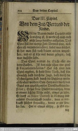 Das III. Capitel. Von dem Zeit=Vertreib der Kinder