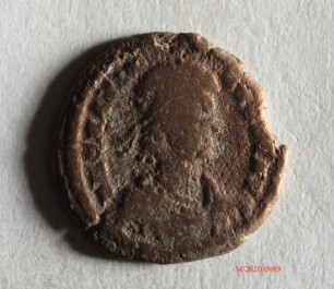 Römische Münze, Nominal Centenionalis, Prägeherr Gratian, Prägeort Rom, Original