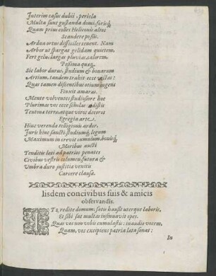 Iisdem concivibus suis & amicis observandis.