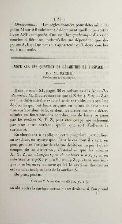 Note sur une question de géométrie de l'espace.