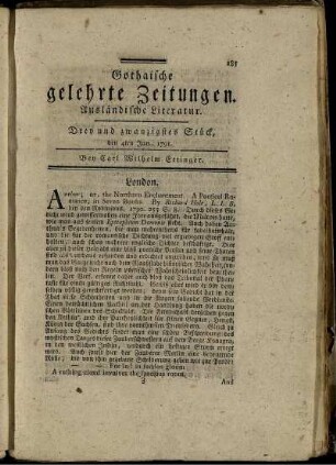 Drey und zwanzigstes Stück, den 4ten Jun. 1791.