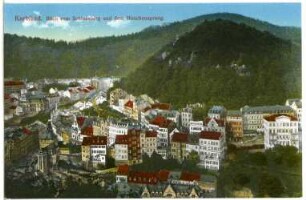 Karlsbad. Blick zum Schlossberg und dem Hirschensprung