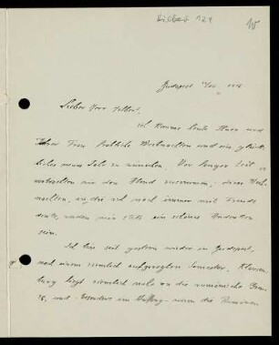 Nr. 10: Brief von Alfred Haar an David Hilbert, Budapest, 22.12.1916