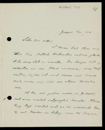Nr. 10: Brief von Alfred Haar an David Hilbert, Budapest, 22.12.1916