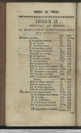 Index II Articulorum, qui enarrantur, ...