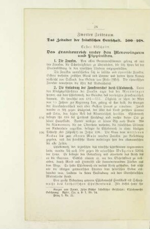 Zweiter Zeitraum. Das Zeitalter der fränkischen Herrschaft. 500 - 918