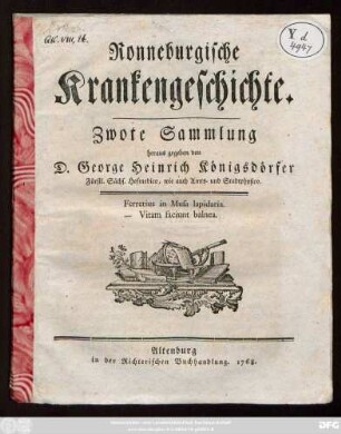 Sammlung 2: Ronneburgische Krankengeschichte