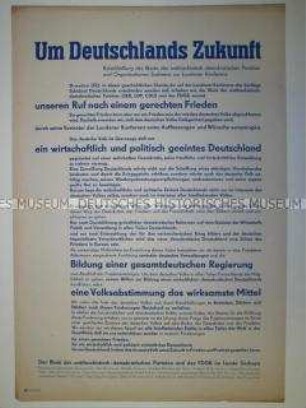 Maueranschlag mit Entschließung des Blocks der antifaschistischen Parteien Sachsens zur Londoner Konferenz