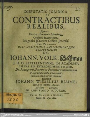 Disputatio Juridica De Contractibus Realibus