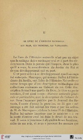 II. Le livre de l'Histroire Naturelle. Son plan, ses principes, ses variations