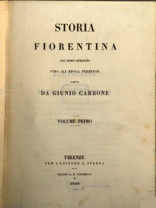 Storia Fiorentina dai tempi Etruschi fino all'epoca presente, 1