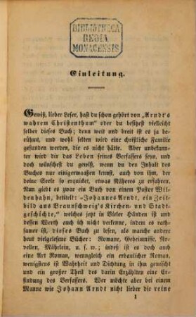 Lebensgeschichte Johann Arndt's, des Verfassers vom "wahren Christenthum"