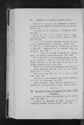 III. Execution, Krieg und Frieden von 1863-1865 betreffend.